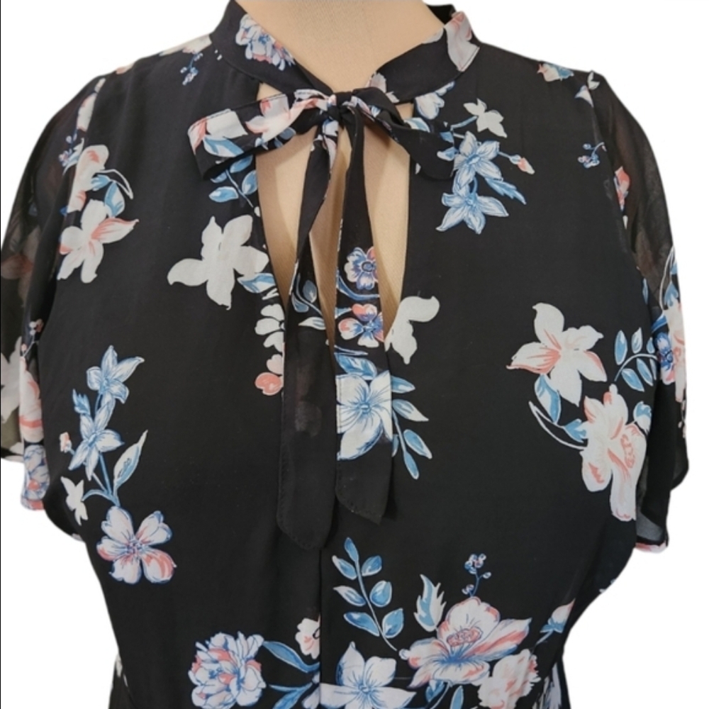 TORRID Multi-Color Floral Print Chiffon Skater Dress - Size 16 - Picture 4 of 12